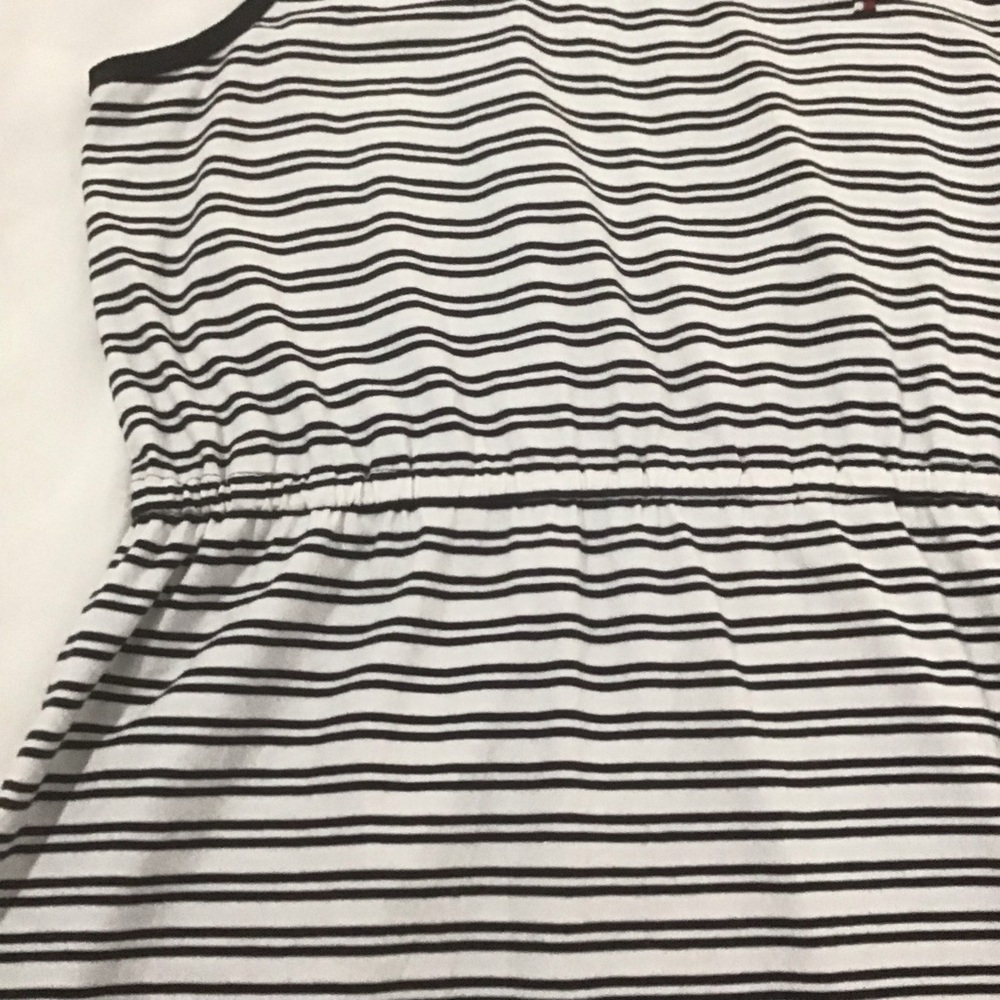 Tommy Hilfiger Navy Blue & White Striped Sleeveless Dress w/Elastic Waist, Sz L - Picture 7 of 11